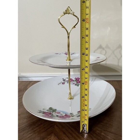 Custom Japan China Floral 2-Tiered Serving Tray Cake Stand Tea Party Wedding - Picture 7 of 7
